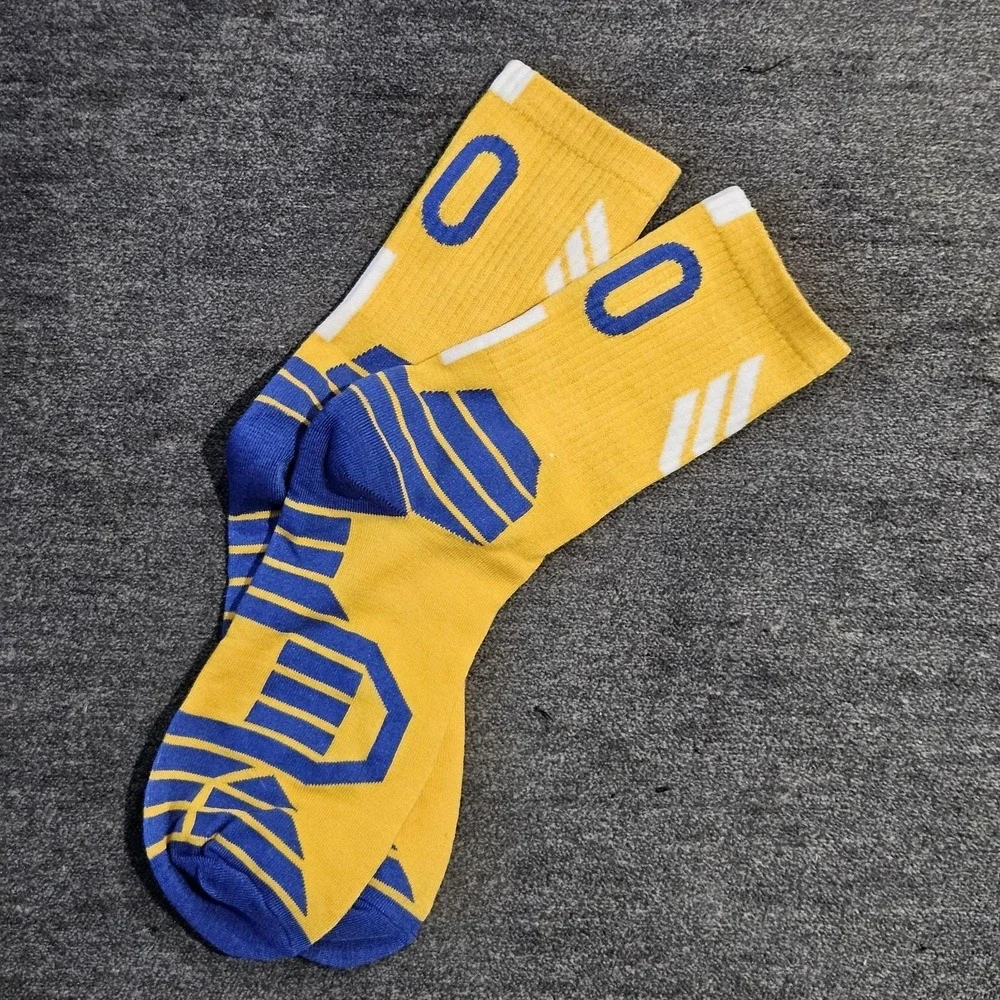 Iconic Number 30 Stephen Curry Blue/Yellow Basketball Socks Brand New